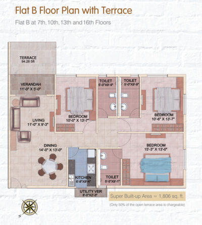 Flat B Floor Plan With Terrace