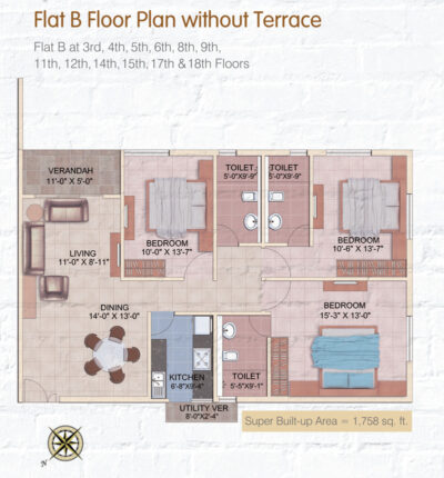 Flat B Floor Plan Without Terrace