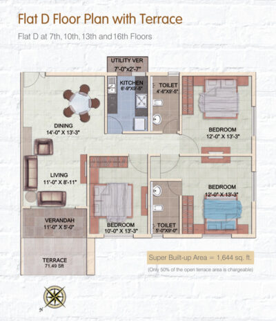 Flat D Floor Plan With Terace