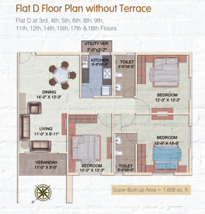 Flat D Floor Plan Without Terrace
