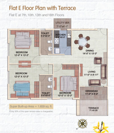 Flat E Floor Plan With Terace-