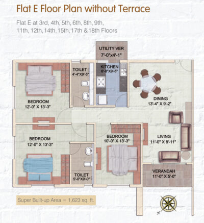 Flat E Floor Plan Without Terace